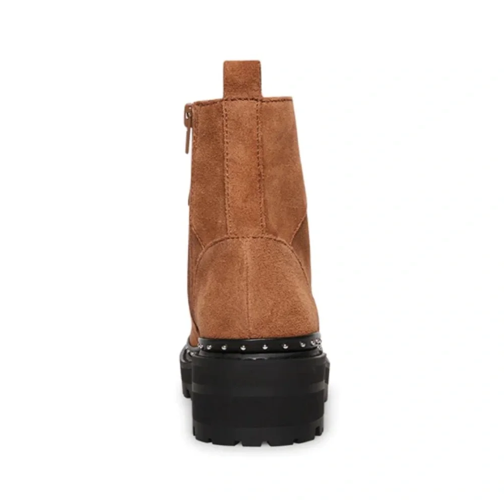 NEW Steve Madden Rainier Chestnut Suede Ankle Boots - Picture 5 of 7